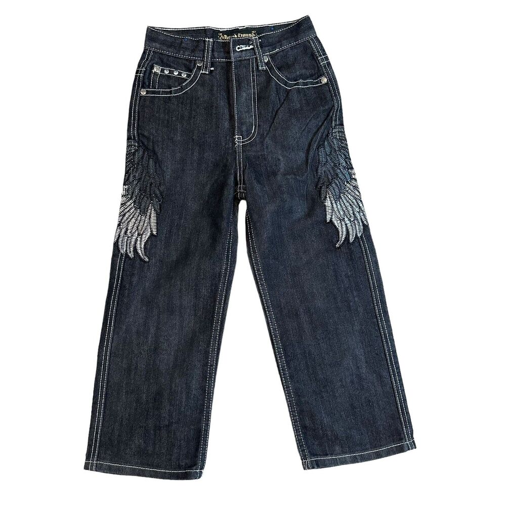 Vintage Y2K Sacred Crown black denim jeans size 6 Boys